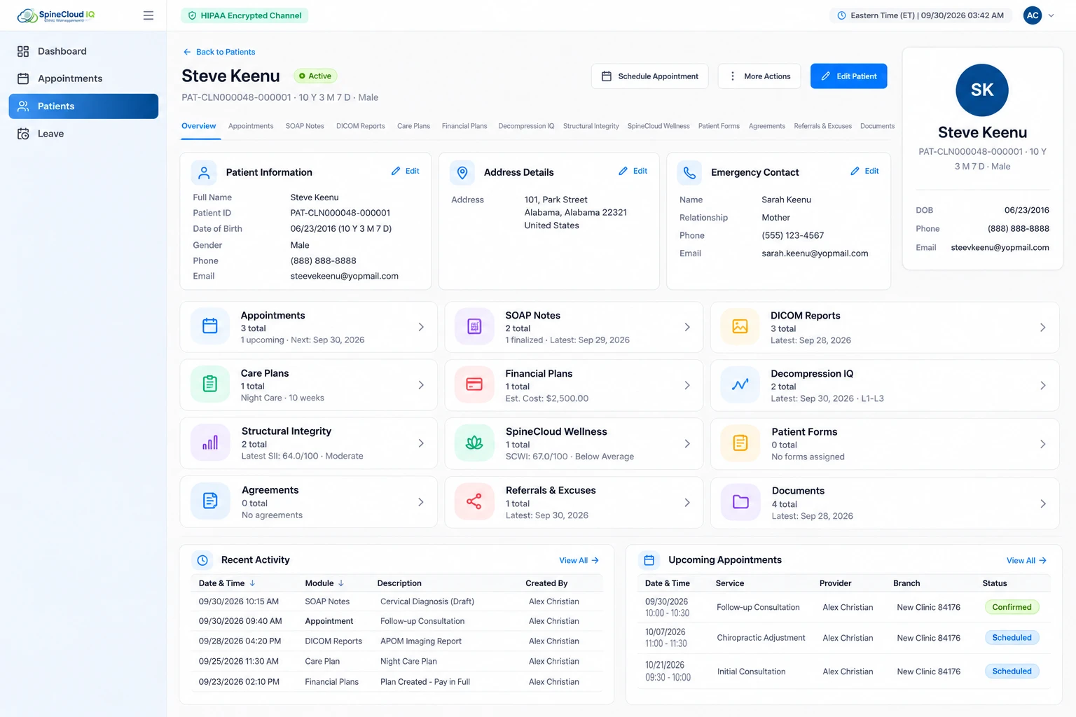Patient Context in the SpineCloudIQ clinical workspace