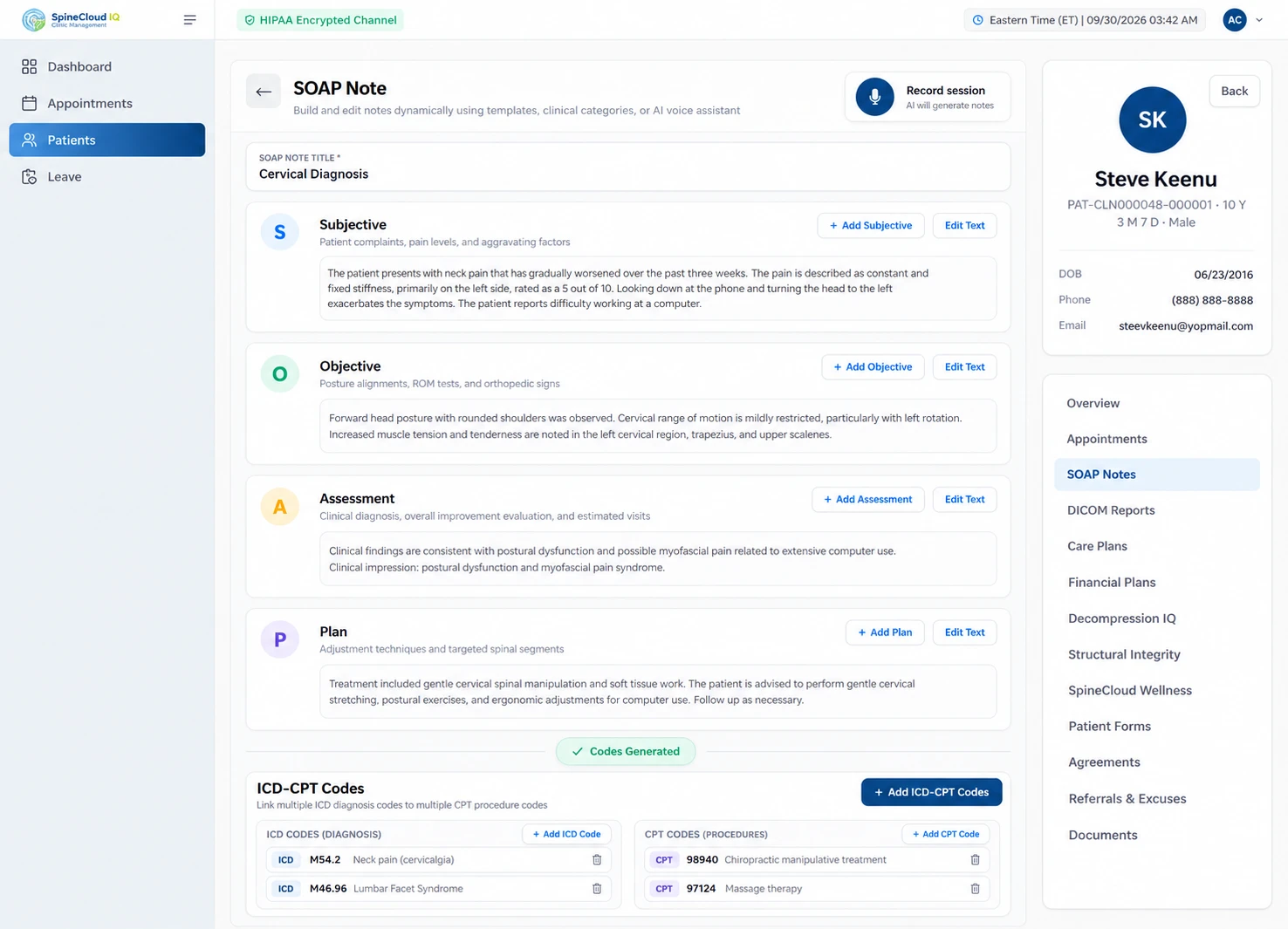 AI-Assisted Documentation & Coding in the SpineCloudIQ clinical workspace